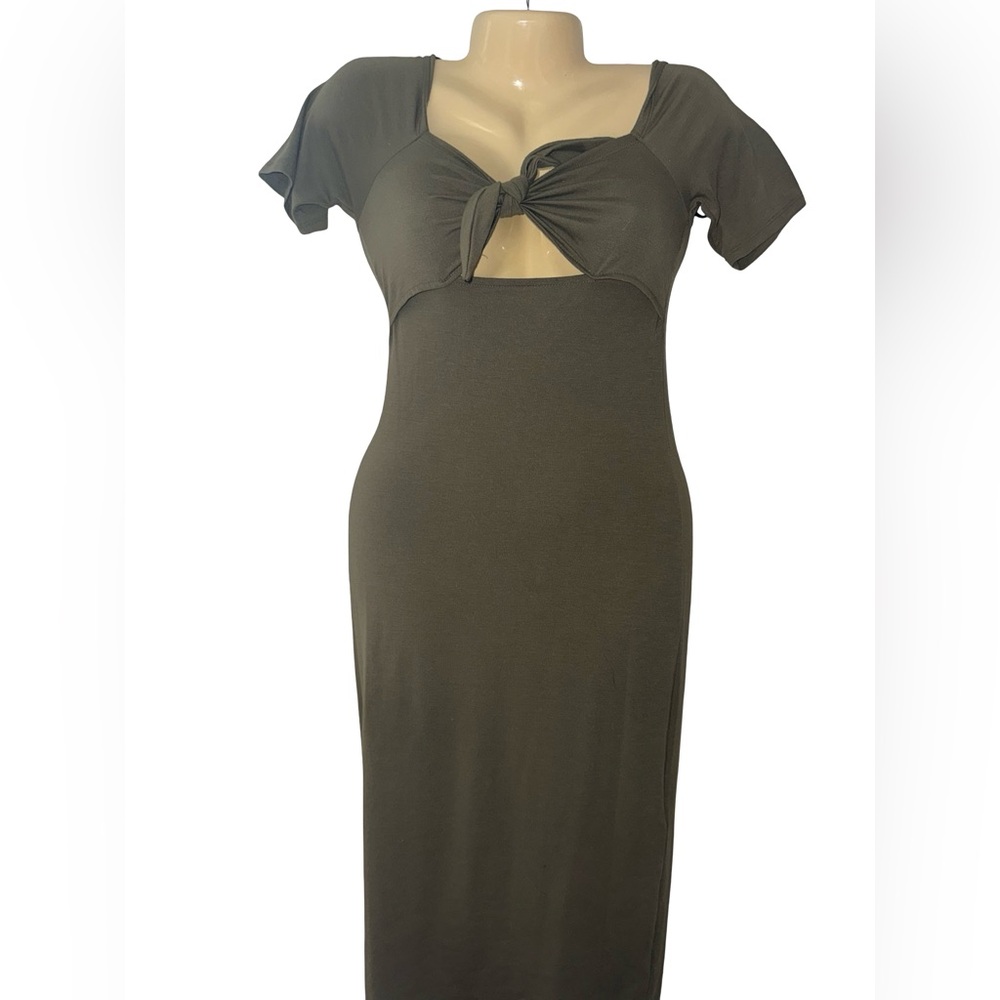 Forever 21 Olive Tie-Front Midi Dress